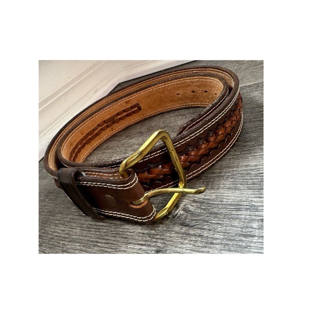 Men’s Leather Belt Size 44 Stamped Hecho En México Brass